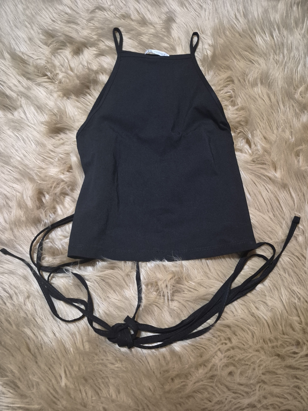 Zara Crop Top Halter Thin Strap Waist Tie Detail Tank Top M